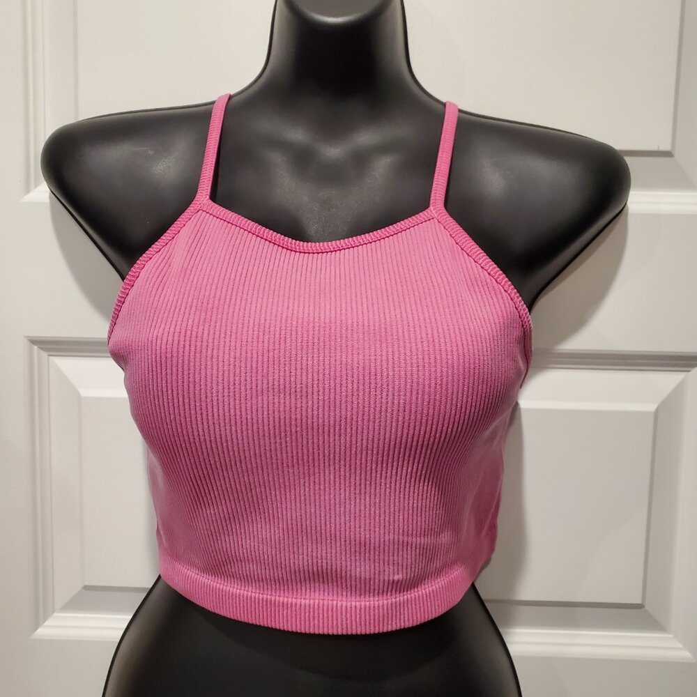 Target Pink Ribbed Racerback Crop Top - Picture 7 of 9